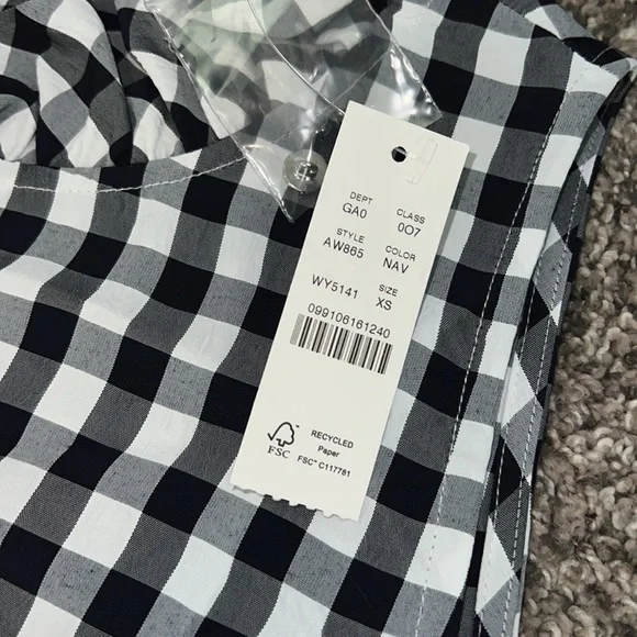 J. Crew Ruffleneck top in drapey gingham AW865 XS NWT - Picture 5 of 6